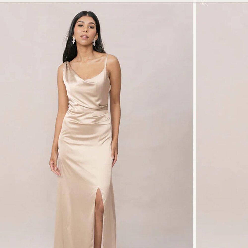 Revelry Satin Maxi Dress in Champagne